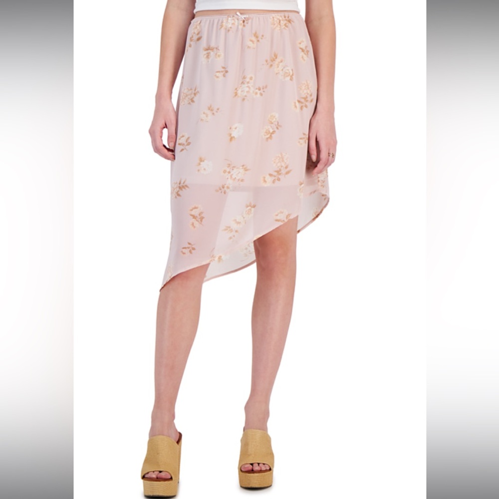 Hippie Rose Blush Floral Asymmetrical Skirt